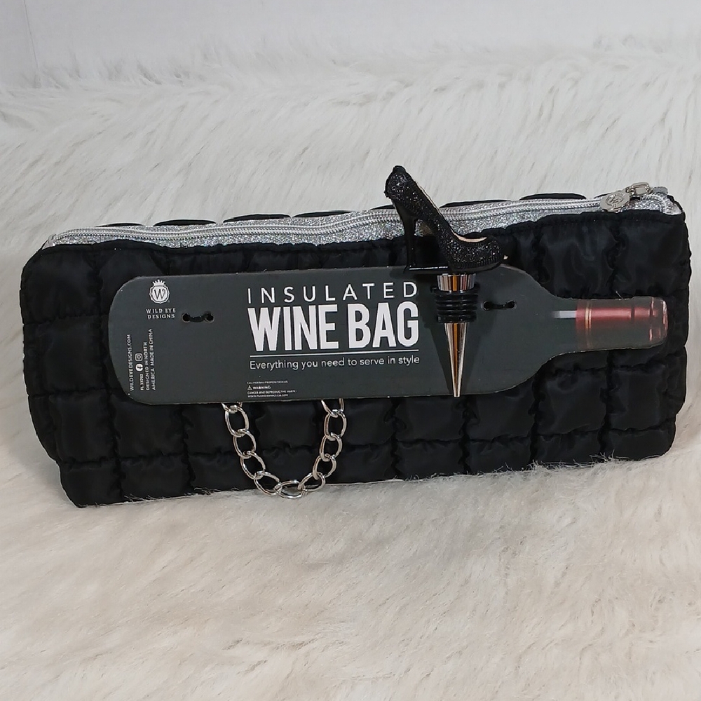 Black Insulated Wine Bag NWOT